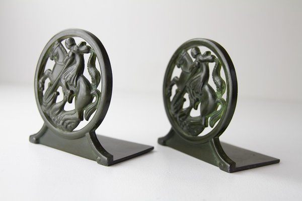 Art Deco Bookends in Disko Metal by Just Andersen, 1930s, Set of 2-WIX-1752425