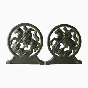 Art Deco Bookends in Disko Metal by Just Andersen, 1930s, Set of 2-WIX-1752425