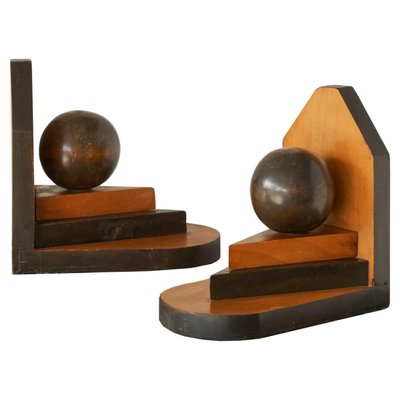 Art Deco Bookends in Wood, 1920s, Set of 2-FEW-2024197