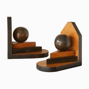 Art Deco Bookends in Wood, 1920s, Set of 2-FEW-2024197