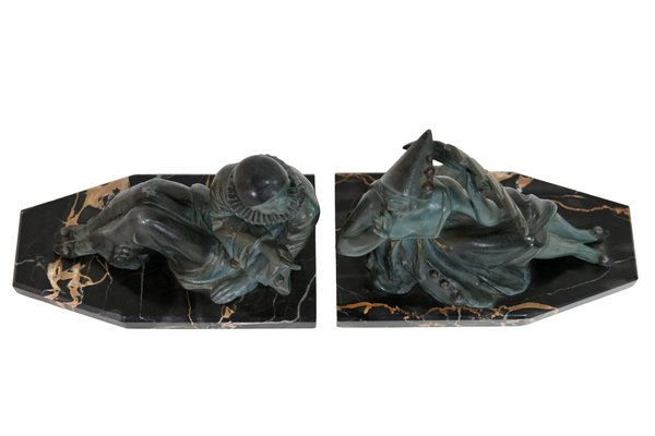 Art Deco Bookends on Marble Bases, 1920s, Set of 2-CXC-1755087