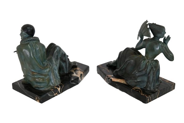 Art Deco Bookends on Marble Bases, 1920s, Set of 2-CXC-1755087