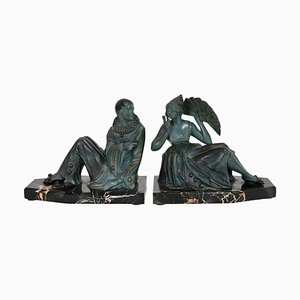 Art Deco Bookends on Marble Bases, 1920s, Set of 2-CXC-1755087