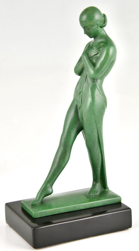 Art Deco Bookends with Standing Nudes by Fayral for Max Le Verrier, 1930s, Set of 2