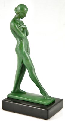 Art Deco Bookends with Standing Nudes by Fayral for Max Le Verrier, 1930s, Set of 2-KTN-1758111