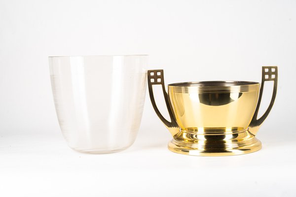 Art Deco Bowl Brass and Glass Viennas Around 1920s-SPD-1328845