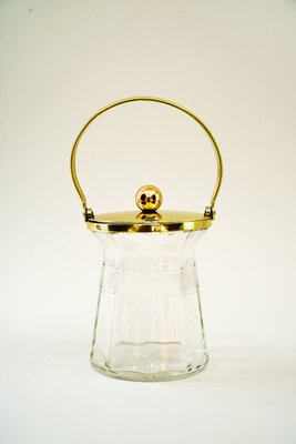 Art Deco Brass and Cut Glass Sugar Bowl, 1920s-SPD-1092010