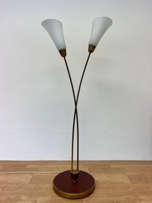 Art Deco Brass and Glass Floor Lamp, 1940s-TZ-1802519