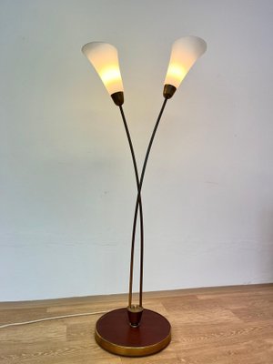 Art Deco Brass and Glass Floor Lamp, 1940s-TZ-1802519