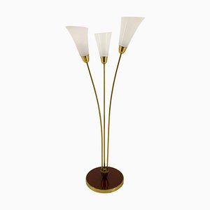 Art Deco Brass and Glass Floor Lamp, 1940s-TZ-703073