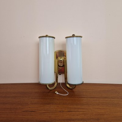 Art Deco Brass and Glass Wall Lamp, 1950s-ZPB-1817704