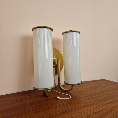 Art Deco Brass and Glass Wall Lamp, 1950s-ZPB-1817704