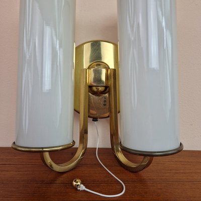 Art Deco Brass and Glass Wall Lamp, 1950s-ZPB-1817704