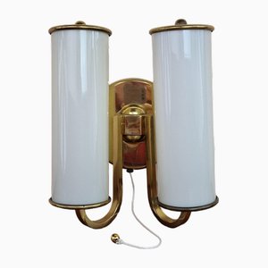 Art Deco Brass and Glass Wall Lamp, 1950s-ZPB-1817704