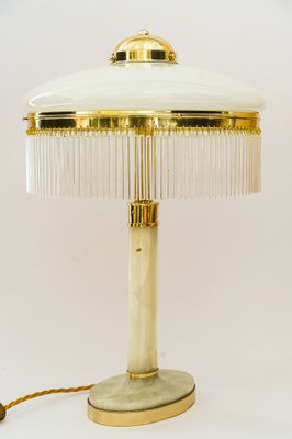 Art Deco Brass and Marble Table Lamp with Opal Glass Shade and Glass Sticks, 1920s-SPD-1797946