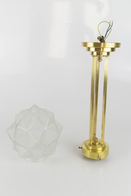 Art Deco Brass and White Frosted Glass Pendant Light-KEG-741298