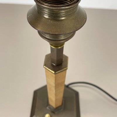 Art Deco Brass and Wood Table Light, Germany, 1930s-QZ-1822395