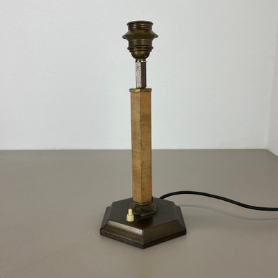 Art Deco Brass and Wood Table Light, Germany, 1930s-QZ-1822395