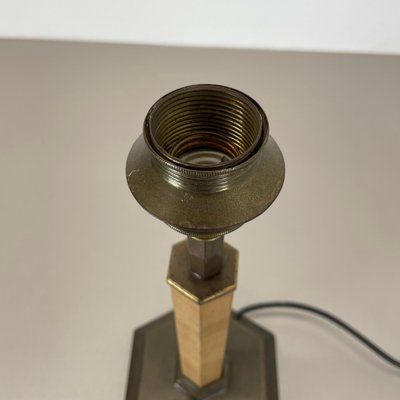 Art Deco Brass and Wood Table Light, Germany, 1930s-QZ-1822395