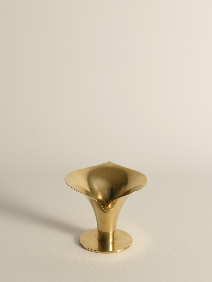 Art Deco Brass Calla Lily Candleholder by Carl-Einar Borgström for Ystad-Metall, 1939