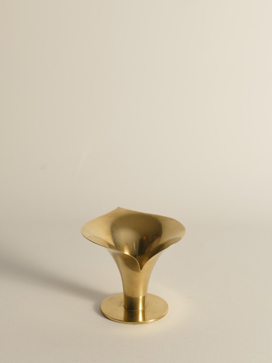 Art Deco Brass Calla Lily Candleholder by Carl-Einar Borgström for Ystad-Metall, 1939