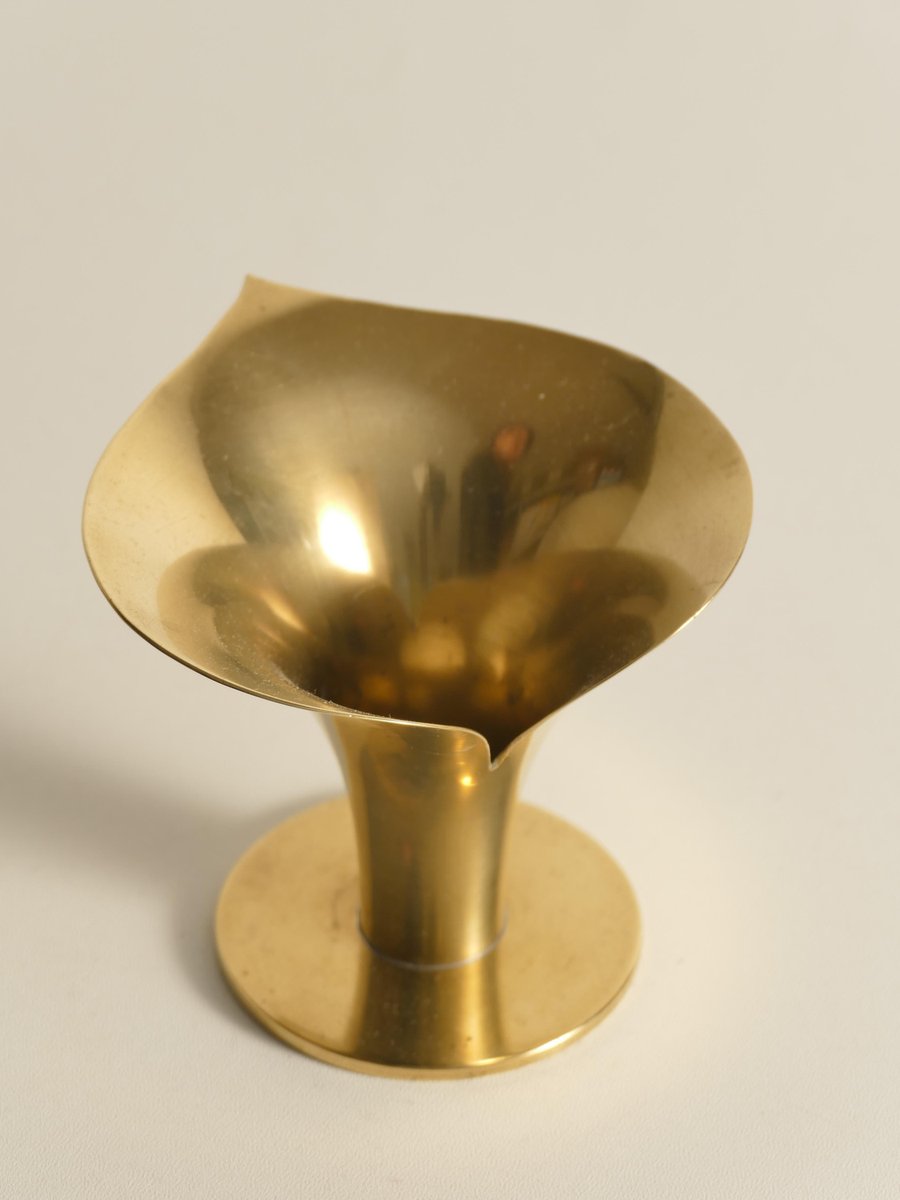 Art Deco Brass Calla Lily Candleholder by Carl-Einar Borgström for Ystad-Metall, 1939