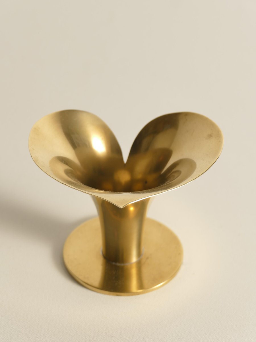 Art Deco Brass Calla Lily Candleholder by Carl-Einar Borgström for Ystad-Metall, 1939