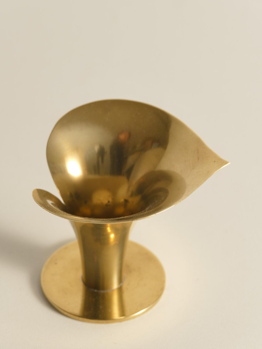 Art Deco Brass Calla Lily Candleholder by Carl-Einar Borgström for Ystad-Metall, 1939