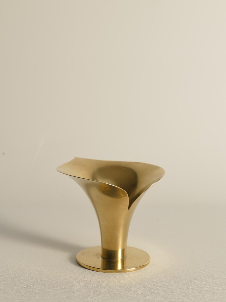 Art Deco Brass Calla Lily Candleholder by Carl-Einar Borgström for Ystad-Metall, 1939