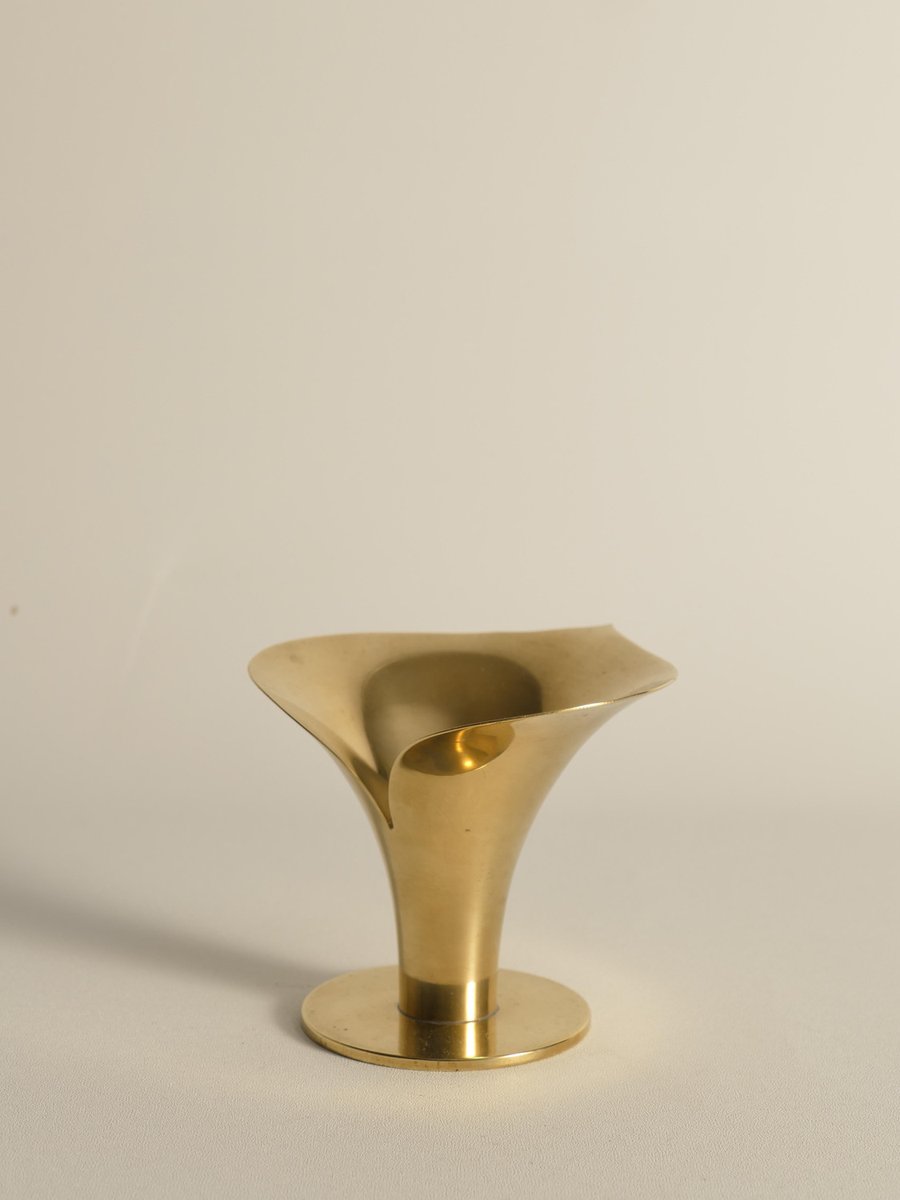 Art Deco Brass Calla Lily Candleholder by Carl-Einar Borgström for Ystad-Metall, 1939