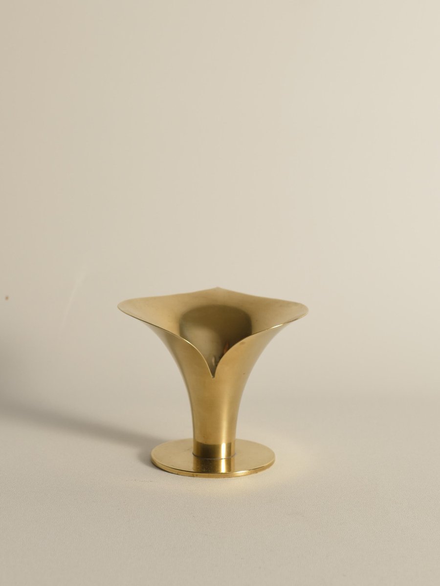 Art Deco Brass Calla Lily Candleholder by Carl-Einar Borgström for Ystad-Metall, 1939