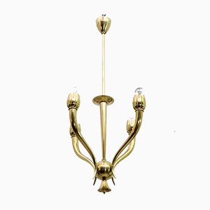 Art Deco Brass Ceiling Lamp by Guglielmo Ulrich, 1940s-FER-795772