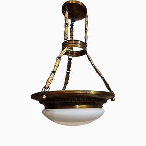 Art Deco Brass Chandelier, 1920s-CAQ-1807059