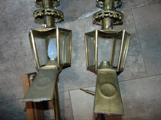 Art Deco Brass Coach Sconces, Set of 2-CAQ-924354