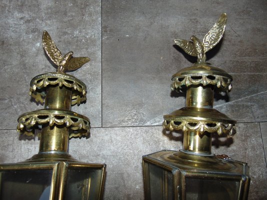 Art Deco Brass Coach Sconces, Set of 2-CAQ-924354