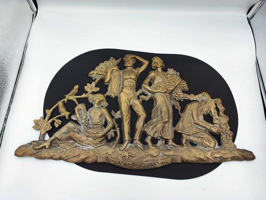 Art Deco Brass Four Seasons Relief by Heinrich Moshage, 20th Century-CAQ-1811907