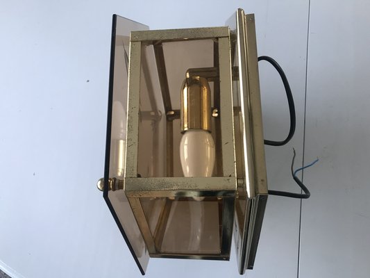 Art Deco Brass Glass Ceiling Lamp, 1960s-WQQ-1297518