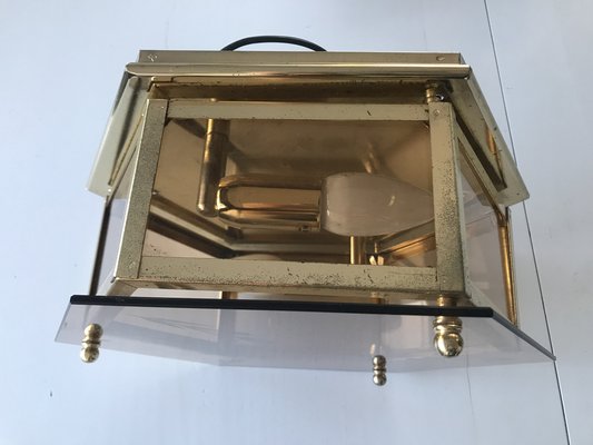 Art Deco Brass Glass Ceiling Lamp, 1960s-WQQ-1297518