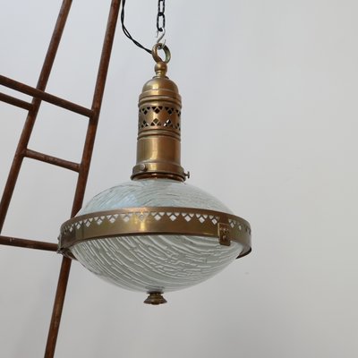 Art Deco Brass & Glass Pendant Lamp, 1930s-JRP-865062