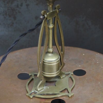 Art Deco Brass Glass Table Desk Lamp, 1920s-BLS-2025983