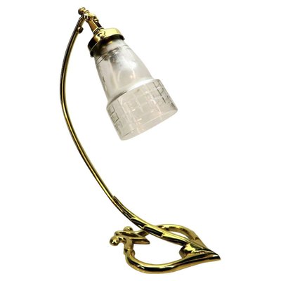 Art Deco Brass Glass Table Lamp, 1910s-VDW-961503