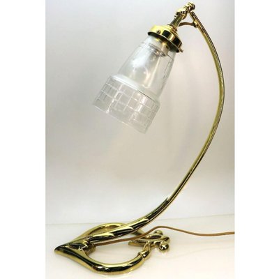 Art Deco Brass Glass Table Lamp, 1910s-VDW-961503