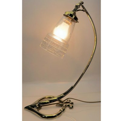 Art Deco Brass Glass Table Lamp, 1910s-VDW-961503