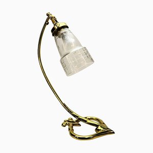 Art Deco Brass Glass Table Lamp, 1910s-VDW-961503