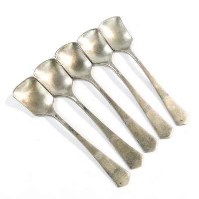 Art Deco Brass Ice Cream Spoons, 1950s, Set of 5-BKO-1800608