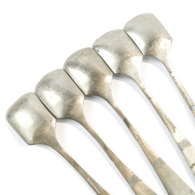 Art Deco Brass Ice Cream Spoons, 1950s, Set of 5-BKO-1800608