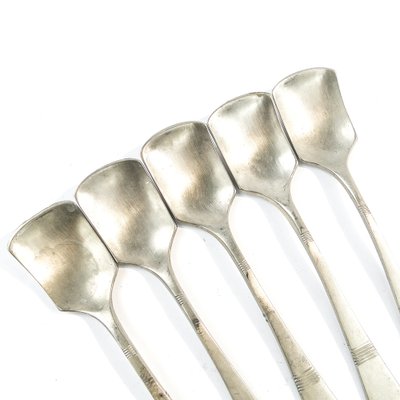 Art Deco Brass Ice Cream Spoons, 1950s, Set of 5-BKO-1800608