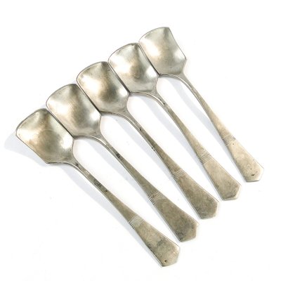 Art Deco Brass Ice Cream Spoons, 1950s, Set of 5-BKO-1800608