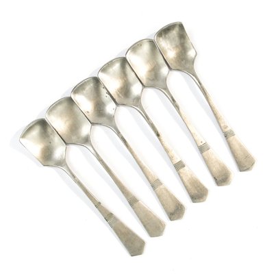 Art Deco Brass Ice Cream Spoons, 1950s, Set of 6-BKO-1800609