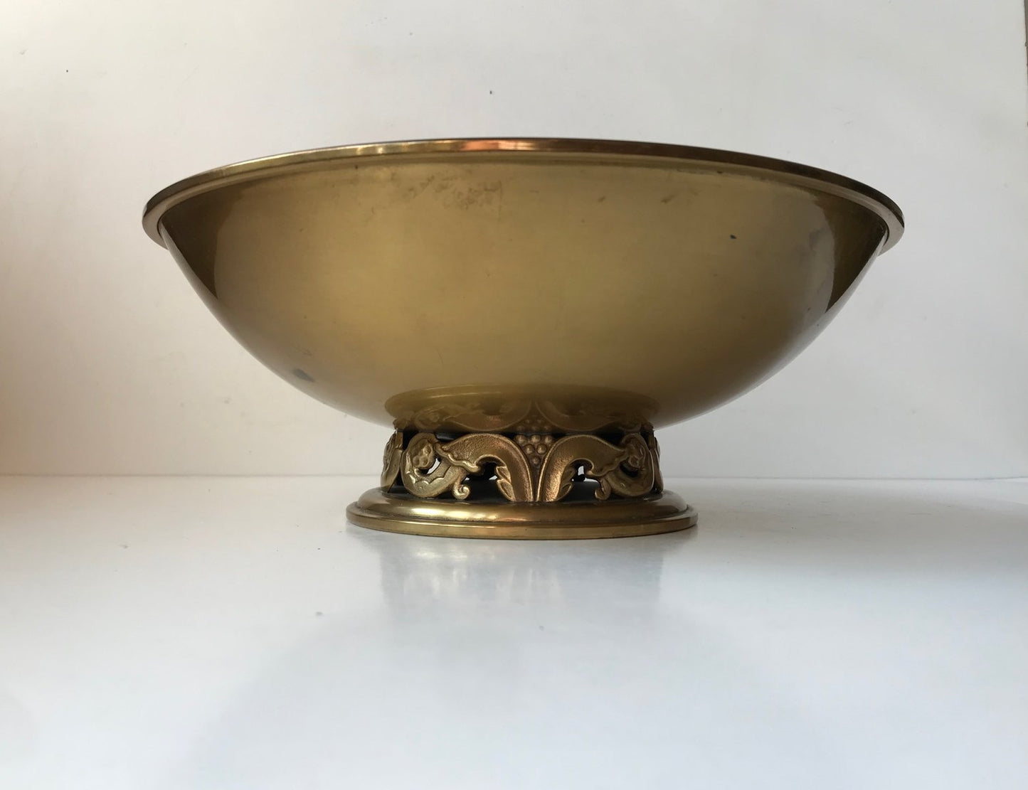 Art Deco Brass King Bowl from Ystad-Metall, 1950s